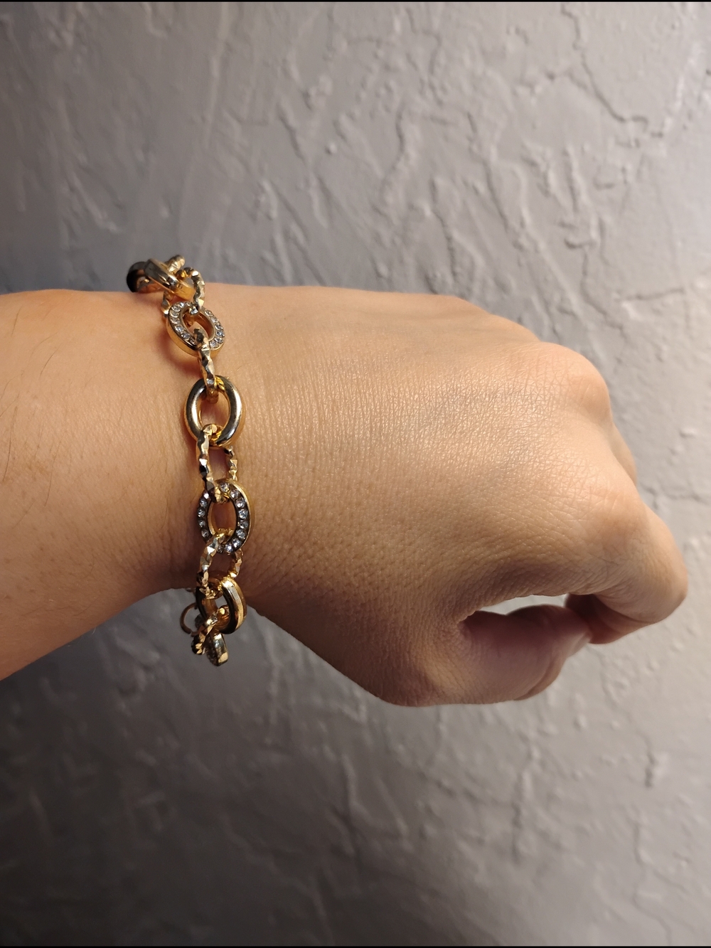 Chunky Gold Link Bracelet with Crystal Accents